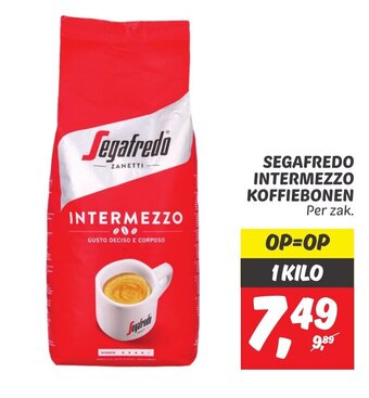 Dekamarkt SEGAFREDO INTERMEZZO KOFFIEBONEN Per zak. aanbieding