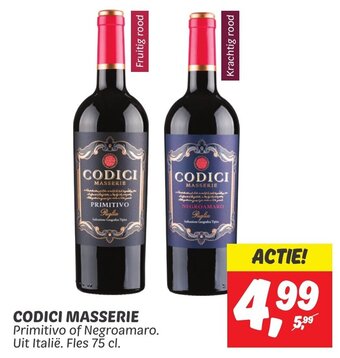 Dekamarkt CODICI MASSERIE  75 cl. aanbieding