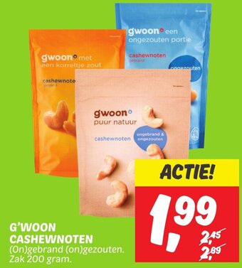 Dekamarkt G'WOON CASHEWNOTEN 200g aanbieding