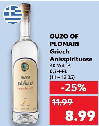 Kaufland DE OUZO OF PLOMARI Griech. Anisspirituose aanbieding