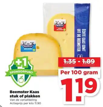 PLUS Beemster Kaas Stuk of Plakken 1kg aanbieding