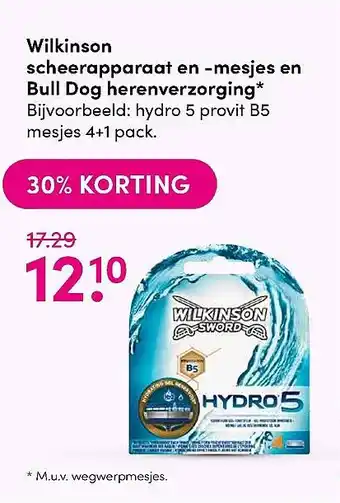 DA Wilkinson scheerapparaat en -mesjes en bull dog herenverzorging* aanbieding