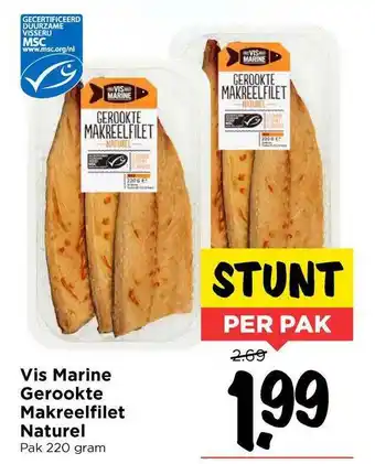 Vomar Voordeelmarkt Vis Marine Gerookte Makreelfilet Naturel aanbieding