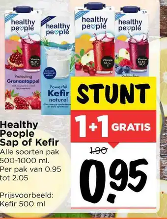 Vomar Voordeelmarkt Healthy People Sap Of Kefir 1+1 Gratis aanbieding