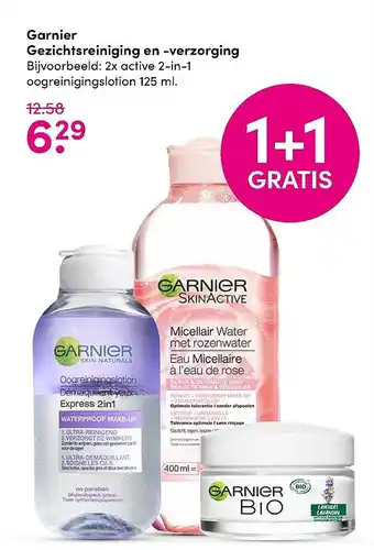 DA Garnier gezichtsreiniging en -verzorging 125ml aanbieding