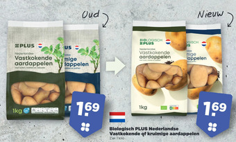 PLUS Biologisch plus nederlandse vastkokende of kruimige aardappelen aanbieding