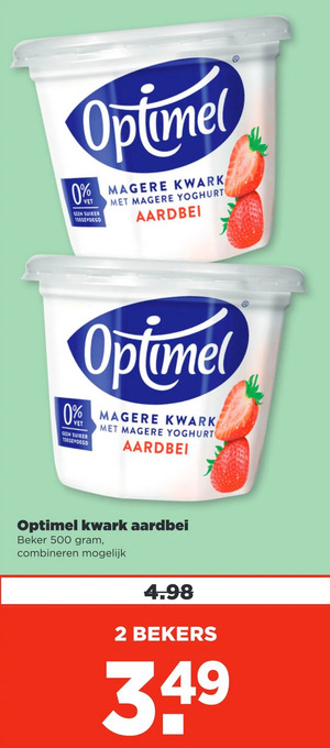 PLUS Optimel kwark aardbei aanbieding