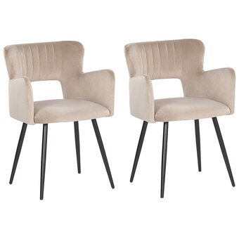 fonQ Beliani sanilac set van 2 stoelen beige aanbieding