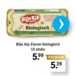 Albert Heijn Blije kip eieren biologisch 10 stuks aanbieding