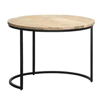 Leen Bakker Bijzettafel dexy - mangohout naturel - 44xø60 cm - leen bakker aanbieding