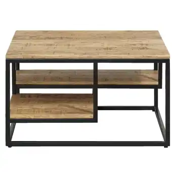 Leen Bakker Salontafel kyan - zwart/naturel - 40x75x75 cm - leen bakker aanbieding