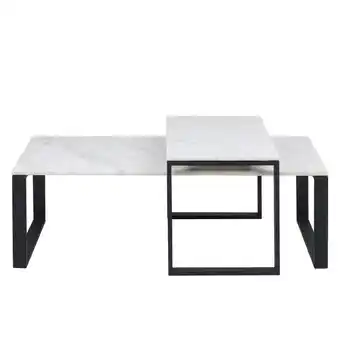 Leen Bakker Salontafel turi (2 stuks) - marmer/zwart - 37,5x115x55 en 45x69x40 cm - leen bakker aanbieding