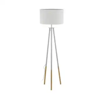 Leen Bakker Eglo vloerlamp bidford - bruin/wit - leen bakker aanbieding