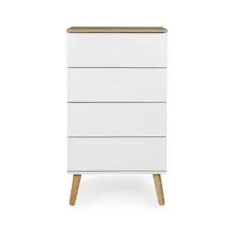 Leen Bakker Tenzo ladekast dot 4 lades - wit/eiken - 98x55x43 cm - leen bakker aanbieding