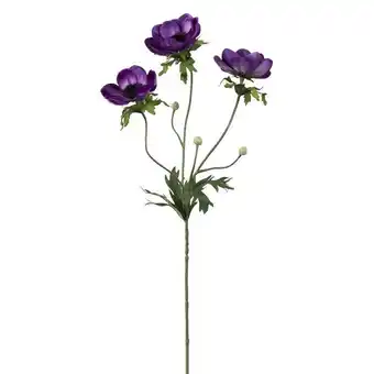 Leen Bakker Kunstbloem anemone spray - paars - 75 cm - leen bakker aanbieding