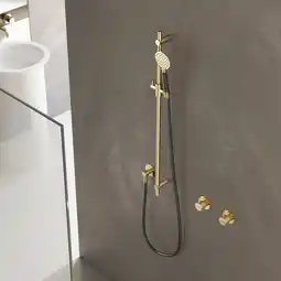 Sanitairwinkel.nl Hotbath cobber glijstang 90cm met wandaansluitbocht 150cm doucheslang en ronde handdouche nikkel glans aanbieding