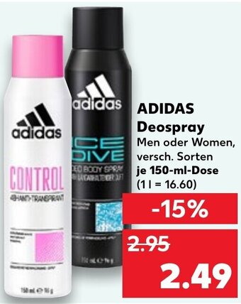 Kaufland DE ADIDAS Deospray 150ml aanbieding