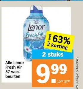 Albert Heijn Alle lenor fresh air 57 wasbeurten aanbieding