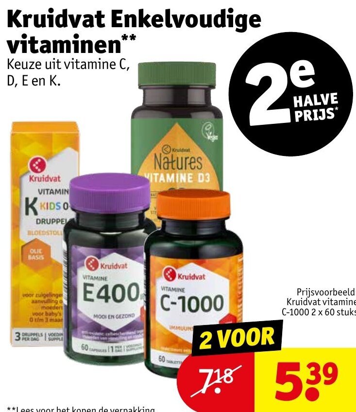 Kruidvat Enkelvoudige vitaminen aanbieding bij Kruidvat