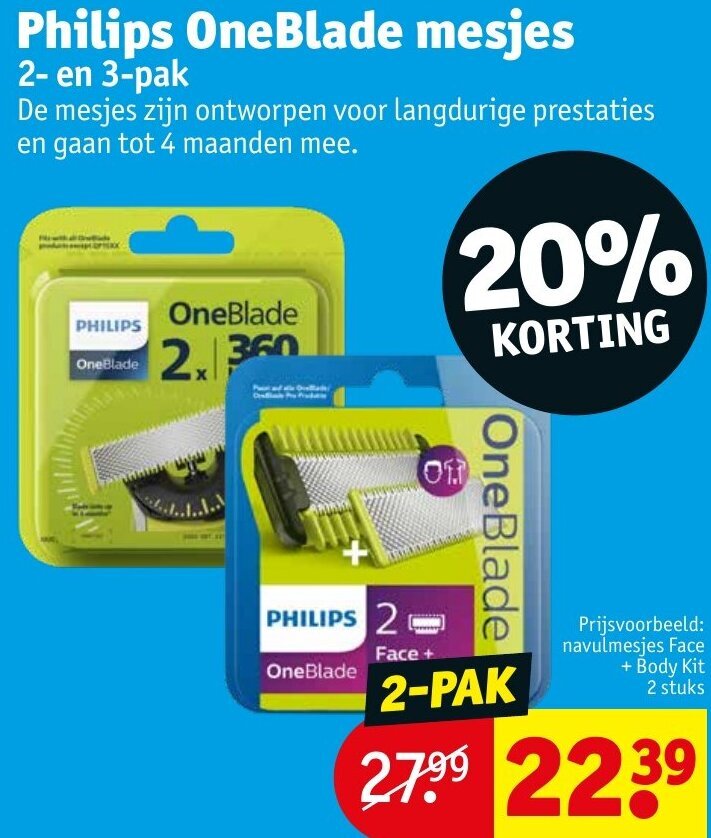 Philips OneBlade mesjes 2- en 3-pak aanbieding bij Kruidvat