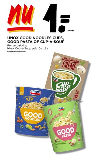 Jumbo UNOX GOOD NOODLES CUPS, GOOD PASTA OF CUP-A-SOUP aanbieding