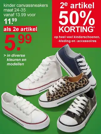 Scapino kinder canvassneakers aanbieding