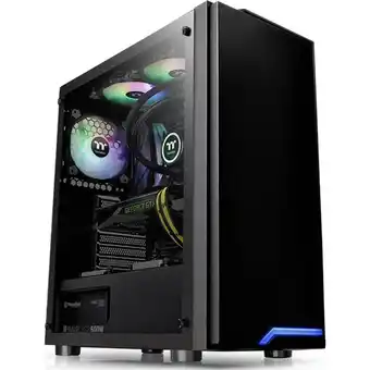 Conrad Thermaltake h100 tg midi-tower pc-behuizing zwart 1 voorgeïnstalleerde ventilator, zijvenster aanbieding