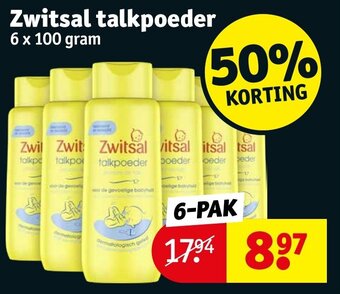 Kruidvat Zwitsal talkpoeder 6 x 100 gram aanbieding