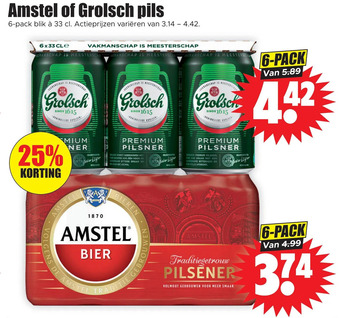 Dirk Amstel of grolsch pils aanbieding