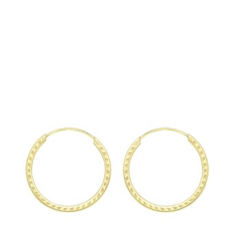 Bol.com Lucardi dames oorringen bewerkt 18mm - oorbellen - cadeau - 9 karaat - geelgoud aanbieding