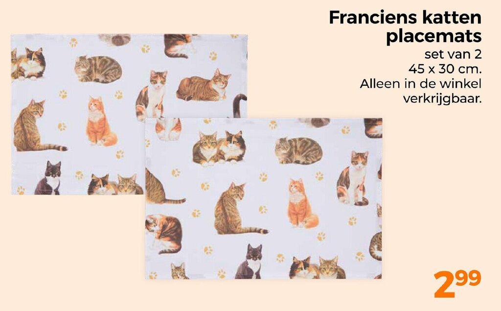 Franciens katten placemats aanbieding bij Trekpleister