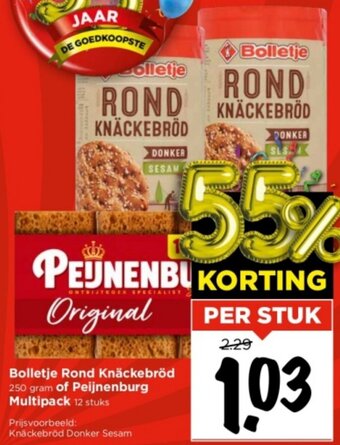 Vomar Voordeelmarkt Bolletje Rond Knäckebröd  of Peijnenburg Multipack aanbieding