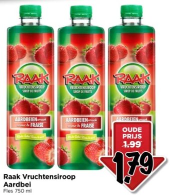 Vomar Voordeelmarkt Raak Vruchtensiroop Aardbei Fles 750 ml aanbieding