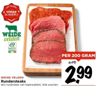 Vomar Voordeelmarkt WEIDE VELDEN Rundersteaks  200g aanbieding