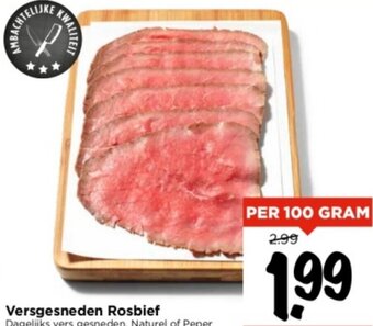 Vomar Voordeelmarkt Versgesneden Rosbief  100g aanbieding