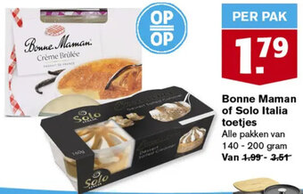 Hoogvliet Bonne Maman of Solo Italia toetjes aanbieding