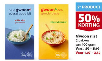 Hoogvliet G'woon rijst  400g aanbieding