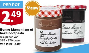 Hoogvliet Bonne Maman jam of hazelnootpasta aanbieding