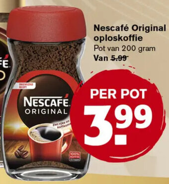 Hoogvliet Nescafé Original oploskoffie 200g aanbieding