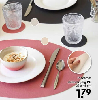 Wibra Placemat dubbelzijdig PU 33 x 45 cm aanbieding