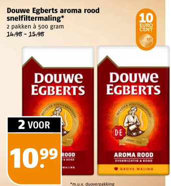 Poiesz Douwe Egberts aroma rood snelfiltermaling 500g aanbieding