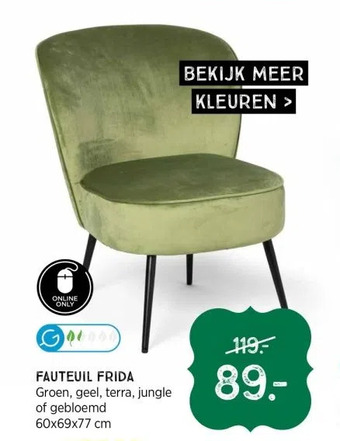 Xenos Fauteuil frida groen, geel, terra, jungle aanbieding