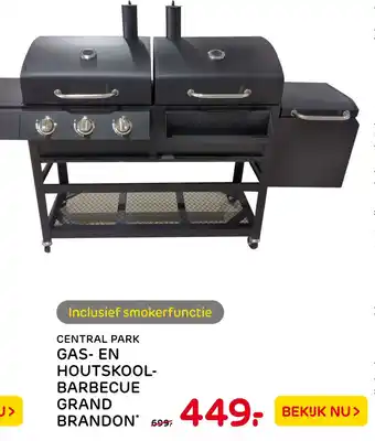 Praxis Central park gas- en houtskool barbecue grand brandon* aanbieding