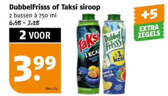 Poiesz DubbelFrisss of Taksi siroop 2 bussen a 750 ml aanbieding