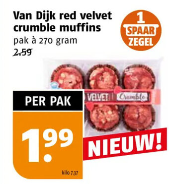 Poiesz Van Dijk red velvet crumble muffins pak à 270 gram aanbieding