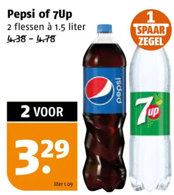 Poiesz Pepsi of 7Up 2 flessen à 1.5 liter aanbieding