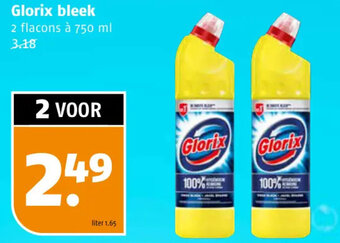 Poiesz Glorix bleek 2 flacons à 750 ml aanbieding