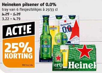 Poiesz Heineken pilsener of 0.0% tray van 6 flesjes/blikjes à 25/33 cl aanbieding