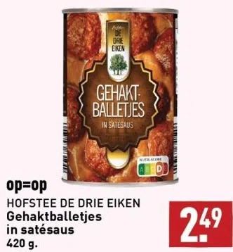 ALDI Gehaktballetjes in satésaus 420 g. aanbieding