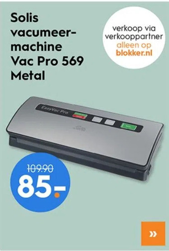 Blokker Solis vacumeer machine vac pro 569 metal aanbieding